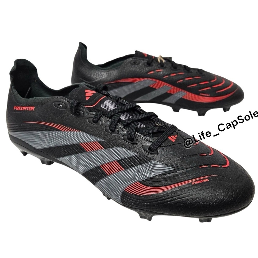 Size 9.5 Adidas Soccer Cleats Predator League Black Red FG/MG ID1328 Men's